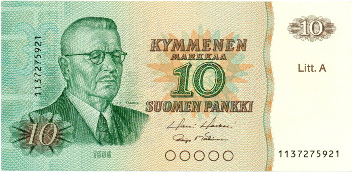 10 Markkaa 1980 Litt.A 1137275921 kl.8